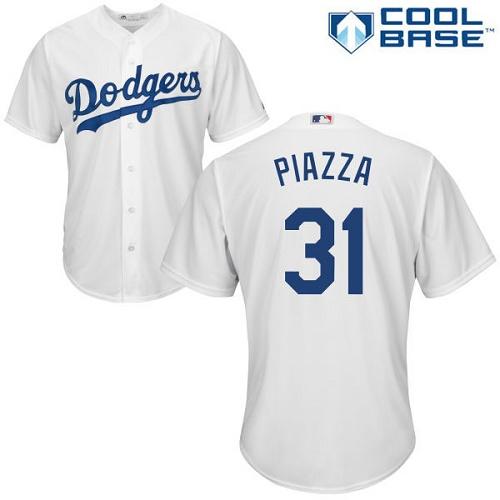 Dodgers #31 Mike Piazza White Cool Base Stitched Youth MLB Jersey - Click Image to Close